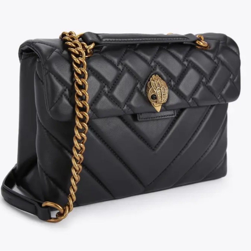 Black Quilted Handbag with Gold Chain